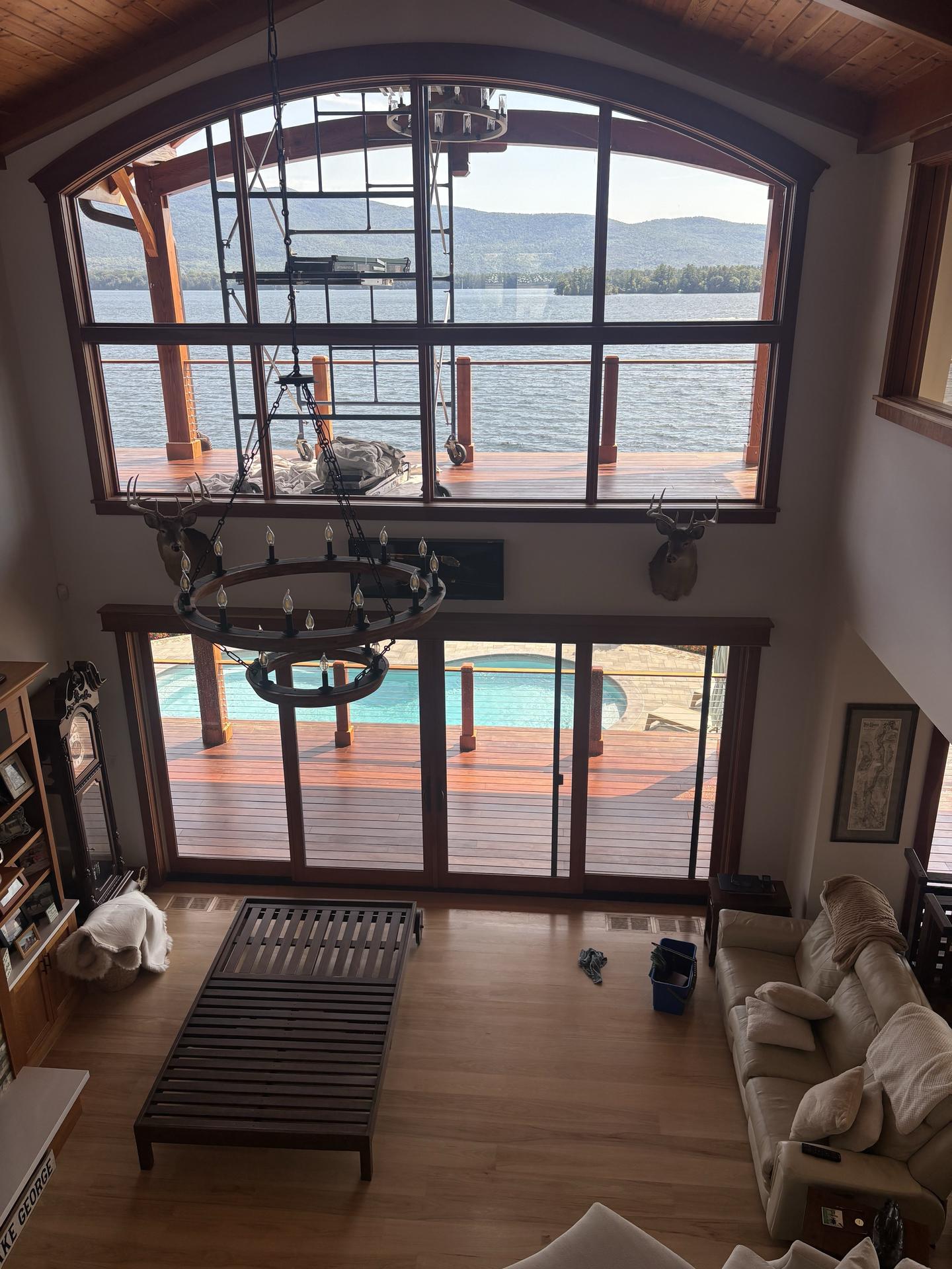 Luxury lakeside home with crystal clear windows cleaned by Your Company